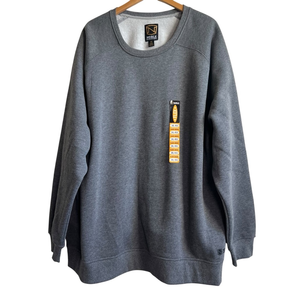 Noble Outfitters NEW Size 3X Mens Flex Crew Heather Charcoal Gray Sweatshirt